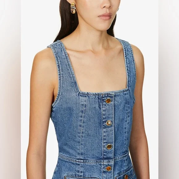 REFORMATION Dionne Stretch-Denim Mini Dress - Picture 8 of 8